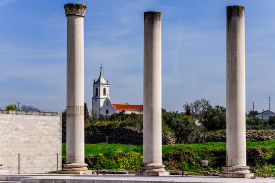 Conimbriga, Roman forum columns, city of the Conventus Scallabitanus, Coimbra district, Portugal,