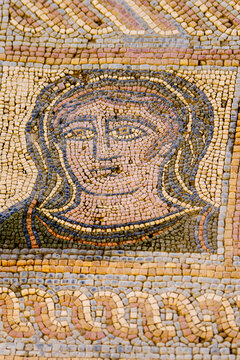 Conimbriga, figurative mosaic, house of the fountains, first half of the 2nd century, city of the Conventus Scallabitanus, district of Coimbra, Portugal