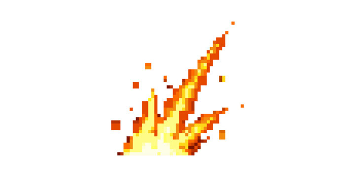 Pixel art ground explosion fire blast effect for retro video game
