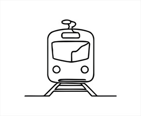 Naklejka premium Minimalist Line Art Illustration of a Train Front 