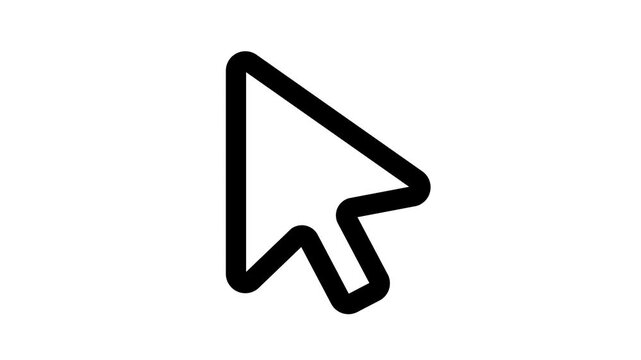 Black cursor icon on white background, computer mouse pointer symbol animated icon