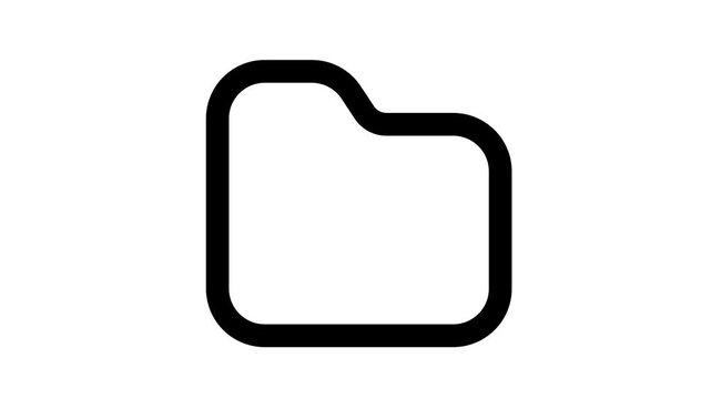 Black folder icon on white background animated icon