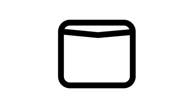 Simple black and white icon of a square box with a line on top animated icon