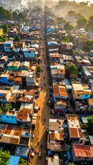 Obraz premium Aerial View of a Densely Populated Urban Area with Vibrant Buildings.