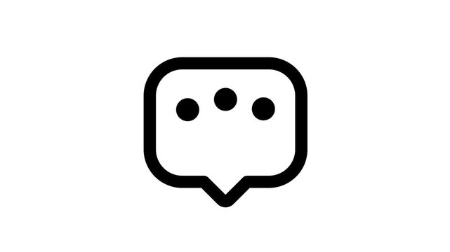 Chat message icon, speech bubble symbol, communication sign animated icon