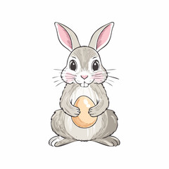 Easter bunny holding eggs and basket vector illustration