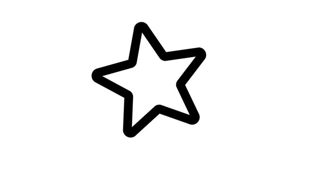 Black star shape symbol on white background, simple icon animated icon
