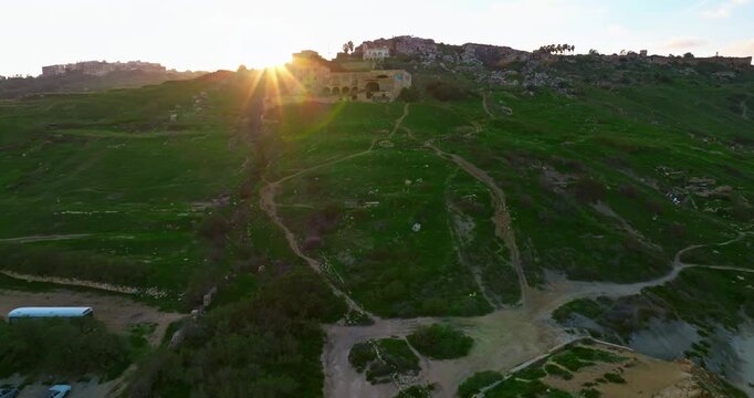 Aerial view of Ramla beach on island Gozo 