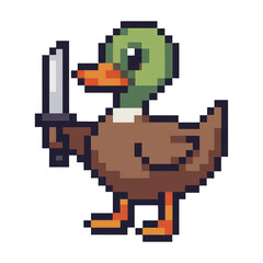 Obraz premium PNG Pixelated duck with knife