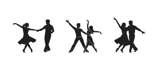 Dancing couple silhouette illustration in vector style.