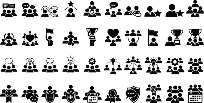 Mini people and activity pictogram icons collection