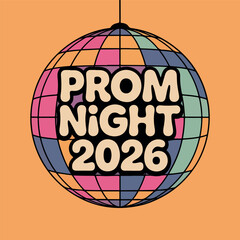 Disco ball with prom night 2026 text vector © MdMezbahul