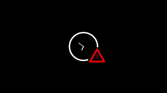 Warning light symbol with triangle and circle isolated on black background  caution sign with red triangle and white circle