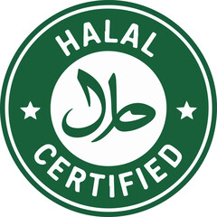 Halal Certified Green Badge Islamic Food Quality Seal Logo
