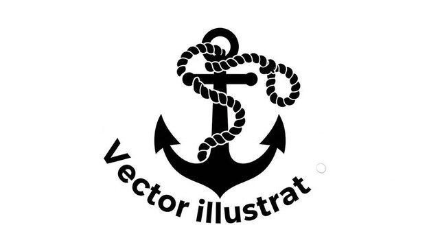 Black anchor icon vector illustration.