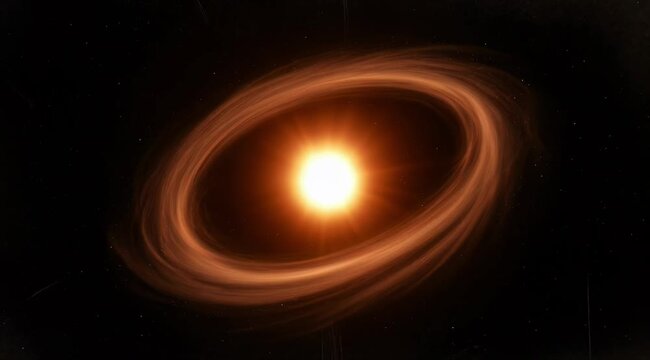 Star nebula and galaxy formation in deep space for astronomical research cosmic events and interstellar exploration with a bright central star surrounded by swirling dust clouds Astrophysics