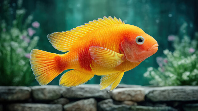 Red devil fish - a large cichlid aquarium fish