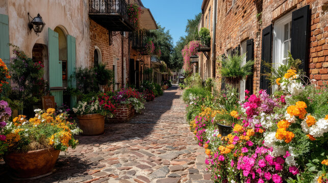 Natchitoches, Louisiana, historic district with brick streets