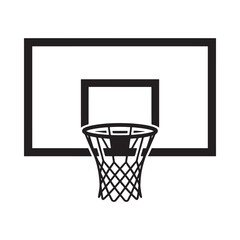Simple black and white illustration of a basketball hoop and net © MSTSALMA