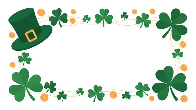 St. Patrick's Day shamrock frame with hat and beads