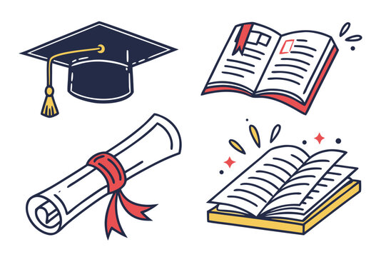Graduation and book graduation cap diploma scroll education school supplies