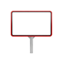 Fototapeta premium A red-framed rectangular sign attached to a gray stand