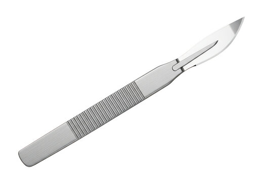 Precision surgical scalpel with serrated grip for medical procedures isolated on transparent background Png, png