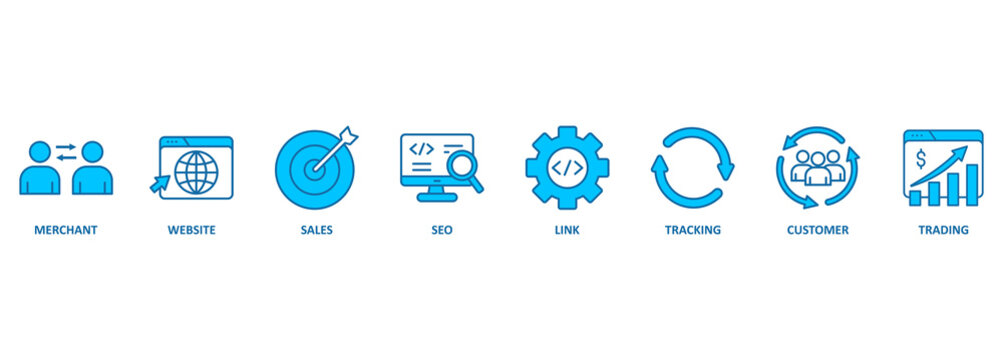 Banner affiliate marketing concept business partnership, referral program, vector illustration 