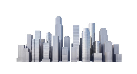 Modern city skyline isolated PNG, futuristic cityscape with skyscrapers on transparent background, urban architecture for design and compositing © Aliona