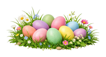 Fototapeta premium PNG Colorful Easter eggs in grass.