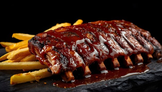  Smoky BBQ Beef Ribs with French Fries