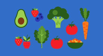 Fototapeta premium Vibrant Assortment of Fresh Fruits and Vegetables, Showcasing Healthy Eating and Nutrition