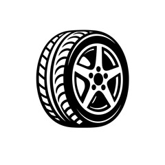 Obraz premium Vector illustration of a modern car tire and alloy wheel with a distinct five-spoke design, perfectly representing automotive transportation, essential vehicle parts, crucial maintenance, and dynamic