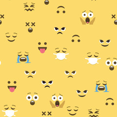 Fototapeta premium Seamless pattern of emoticons and emoji, emoji vector illustration, emoji background for social network.