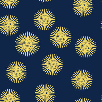 Silhouettes Magic symbols seamless pattern, with magical elements such as snake, eye, tarot cards, hand, skull, potion, moon, butterfly, mushrooms, stars. Witchcraft theme symbols and elements.