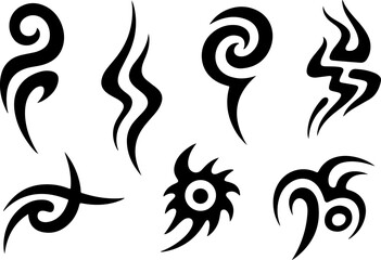 Tribal Tattoo Symbol Vector Set &ndash; Bold Black Tribal Ornament Silhouette Collection