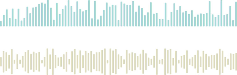 Fototapeta premium Sound wave patterns in teal and beige colors on white background sound waves audio waves
