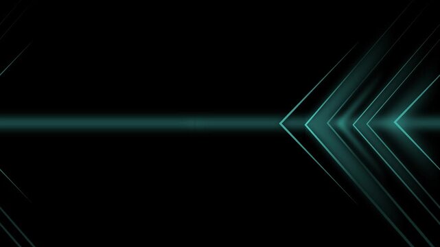 Dark abstract background glowing chevron arrows pointing left animation, subtle horizontal light beam modern tech design
