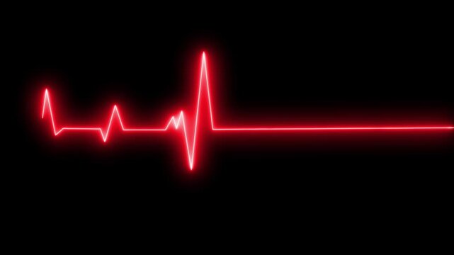 Glowing ecg heartbeat line animation on black background