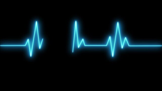 Glowing ecg heartbeat line animation on black background