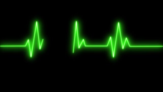 Glowing ecg heartbeat line animation on black background