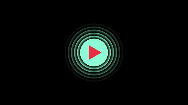 play icon, video play icon for website and mobile design animation on black background. Press to play. video play icon design animation. glowing play button animation. glowing play button animation.