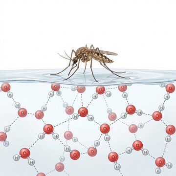 Water Surface Tension Explained by Hydrogen Bonding Supporting a Mosquito