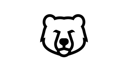 Obraz premium Black line art bear face head.