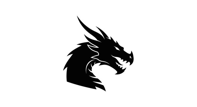 Black dragon head silhouette profile.