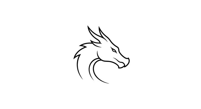 Black line art dragon head profile.