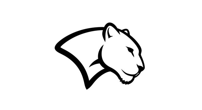 Black Panther Head Illustration Side View.