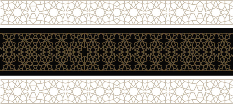 Authentic Arabian seamless strokes pattern, elegant Islamic ornamental line design inspired by traditional Middle Eastern art, decorative repeating background for textile, wallpaper, and projects.