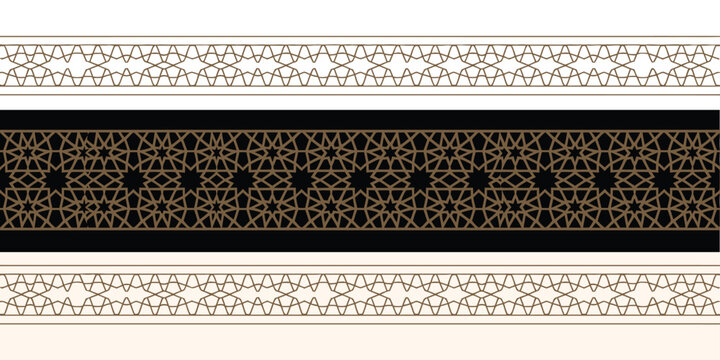 Seamless strokes pattern, in authentic Arabian style, decorative Islamic ornamental lines inspired by traditional Middle Eastern art, elegant repeating background for textile, and wallpaper.