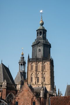 Drogenapstoren church tower rising above zutphen rooftops